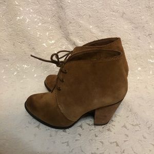 BCBG Tan Lace Up Heeled Bootie